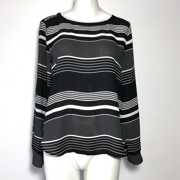 ⭐️ Ann Taylor LOFT Striped Long Sleeve Blouse EXTRA SMALL - Picture 1 of 12
